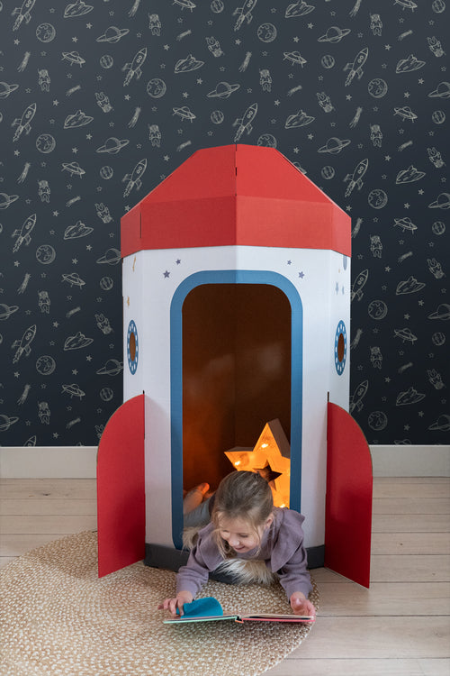ESTAhome behang planeten in de ruimte donkerblauw - 50 x 900 cm - 139423