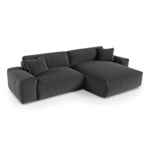 Premium Interiors - Rechthoekige hoekbank CHEER - zacht aanvoelende geweven stof  donker antraciet 312cm
