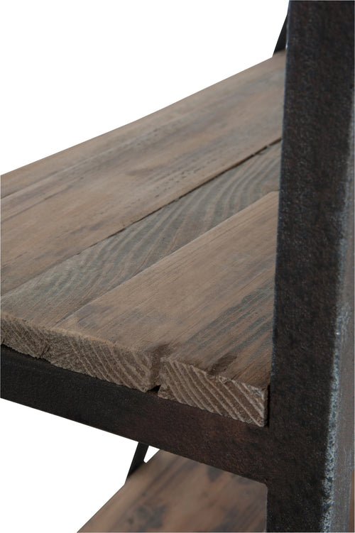 J-Line rek + ladder 4 Schap - hout/metaal - naturel/bruin