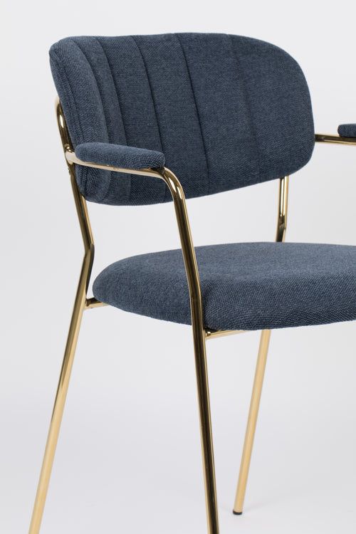 Housecraft Living Jolien Eetkamerstoelen armleuning Goud/Donker Blauw - Set van 2 - vtwonen shop