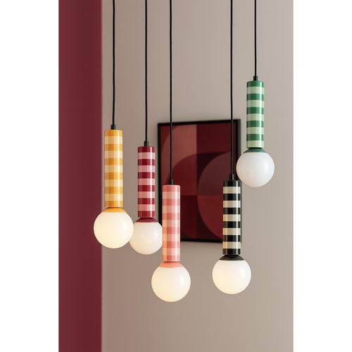 Leitmotiv hanglamp Rayado - geel - 12x12x38cm - Paddenstoellamp