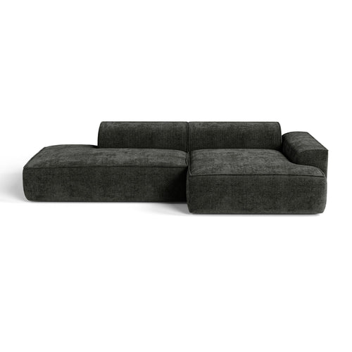 Premium Interiors - Rechthoekige hoekbank HANA - fluweel weefsel donker antraciet 260cm