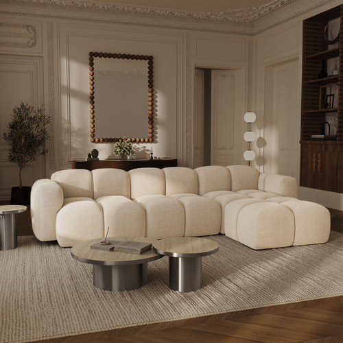 Premium Interiors - Modulaire bank MOSS - fluweel met structuur  258cm