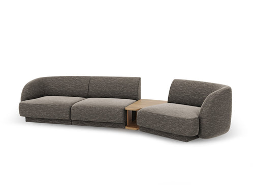 Micadoni Rechte modulaire bank Miley 3-zits, chenille, grijs - 126x303x70cm
