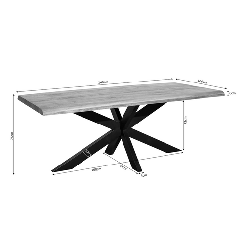 Starfurn  boomstamtafel Denver - bruin - 100x240x76cm - vtwonen shop