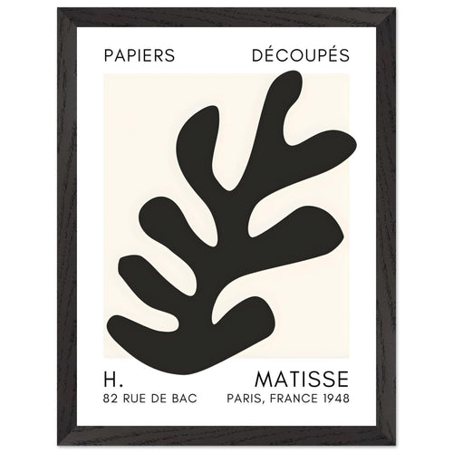 Artfulprints Poster met Lijst Matisse – Ocean petals black   - 30x40 cm - Zwart
