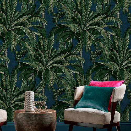 Graham & Brown Vliesbehang - Daintree Palm Blauw