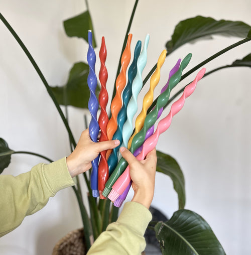 Originalhome spiraalkaars 40 cm - flessengroen