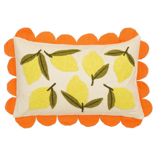 Mica Decorations Lemons Sierkussen - Kussen met Kussensloop - 65 x 45 cm - Kussens Woonkamer Woondecoratie - Binnenkussen Katoen - Woonkussen