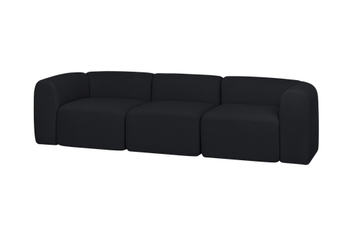 noo.ma Flom 3-zitsbank Graphite Black - soft zit, 262x96,5x68 cm