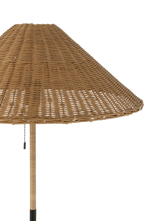 J-Line vloerlamp - metaal/rotan - zwart/naturel
