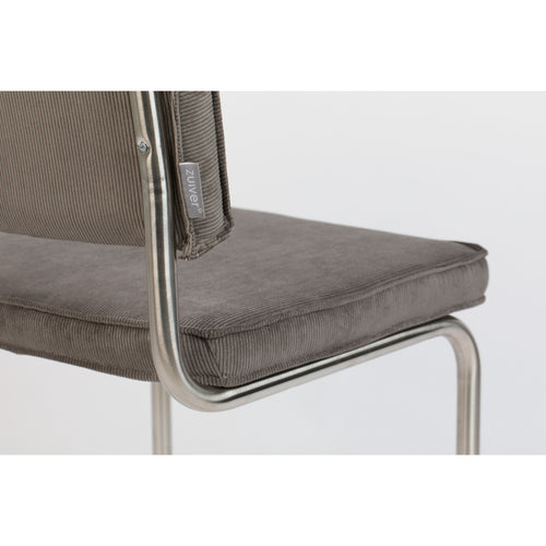 Zuiver Ridge Rib Brushed Eetkamerstoelen Grijs - Set van 2 - vtwonen shop