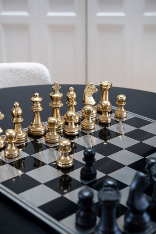 J-Line decoratie Schaakstuk - polyresin - goud/wit
