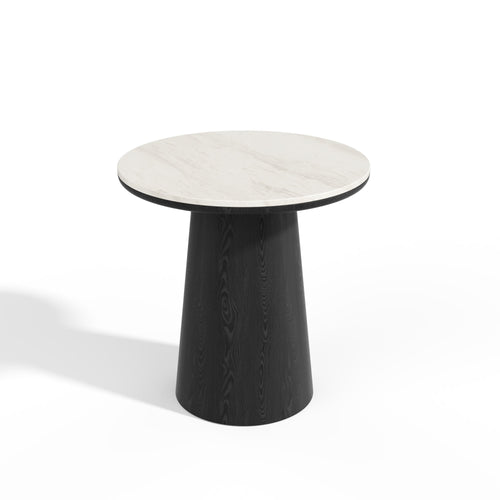 Premium Interiors - Bijzettafel VERO - multiplex en marmer wit marmer en zwart hout 50cm