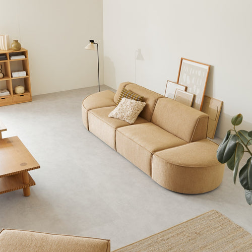 Tikamoon Modulaire 2/3-zitsbank in camelkleurige stof - Bruin