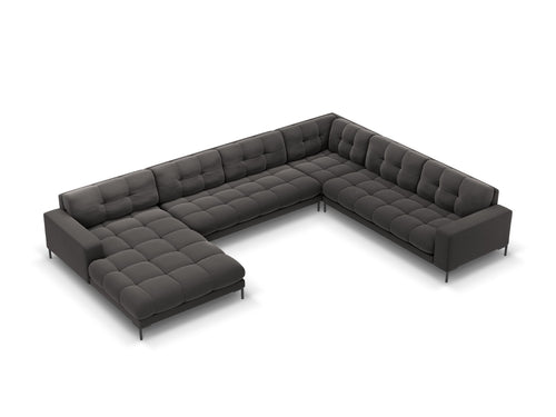Cosmopolitan Design Panoramische hoekbank rechts Bali 7-zits, flueel, donkergrijs - 256x327x75cm
