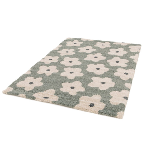 AFK Living vloerkleed Bloemen - voor kinderen - groen - 80 x 150 cm