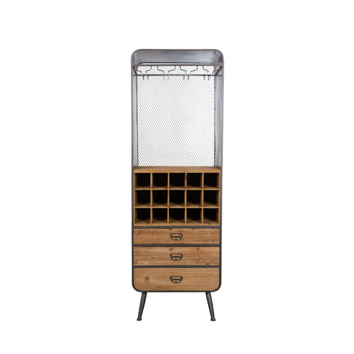 Dutchbone Vino Wijnkast/ Drankkast Hoog IJzer/ Hout - Bruin