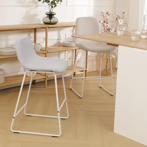 Nolon Nino-Mats Barkruk Lichtgrijs - Wit Onderstel - 75 cm - vtwonen shop