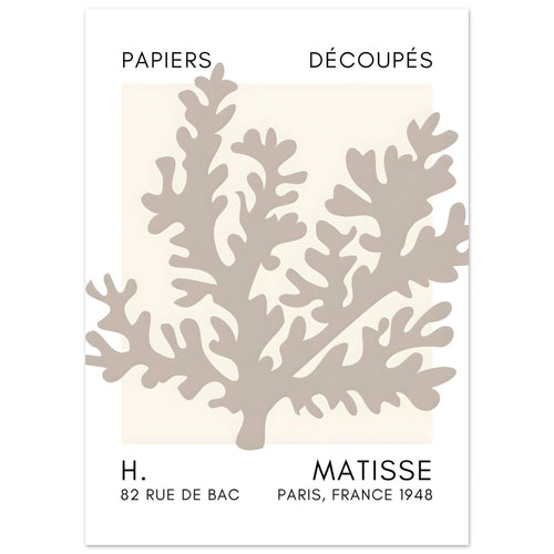Artfulprints  Matisse – Aqua bloom grey   poster 50x70 cm