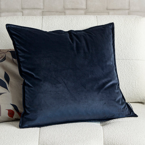 Rivièra Maison RM Velvet Pillow Cover blue 60x60 - Polyester - Blauw - vtwonen shop