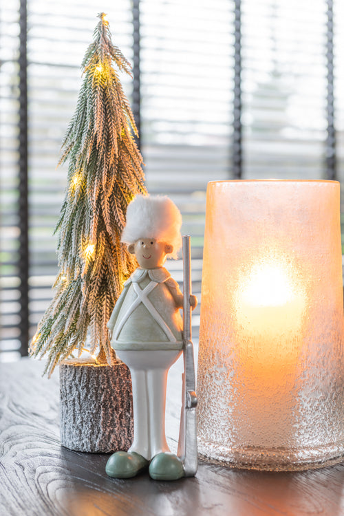 J-Line windlicht suiker - glas - wit - medium