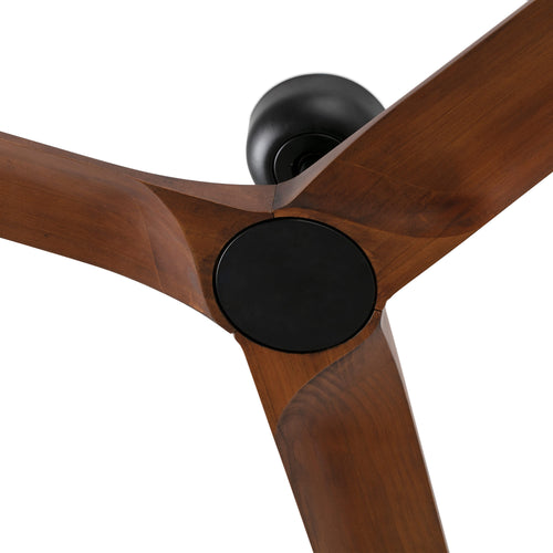 Faro Heywood Middelzwarte plafondventilator van donker hout met gelijkstroommotor, 6 snelheden