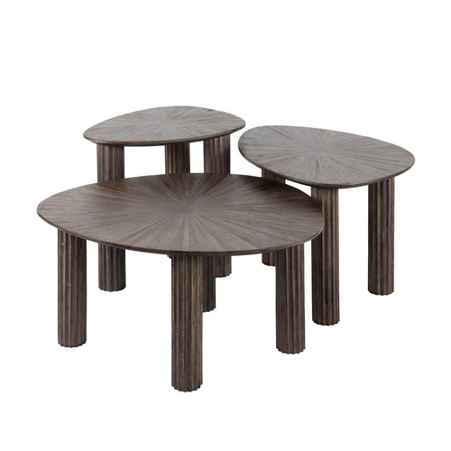 Giga Meubel Salontafel Maya - Donkerbruin Hout - Set van 3 - 76x61x38cm - vtwonen shop