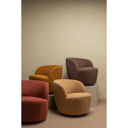 WOOOD draaibare fauteuil Serra - Melange Stof - Curry - 68x70x77 - vtwonen shop