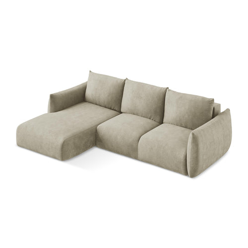 LaMiaSofa hoekbank links Savona - chenille stof - beige - 242x162x90
