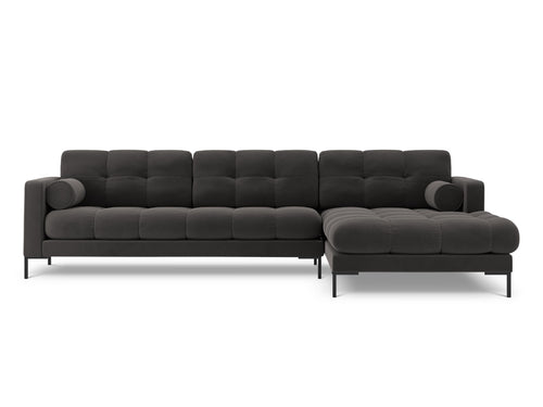 Cosmopolitan Design rechter hoekbank Bali 5-zits, flueel, donkergrijs - 185x293x75cm