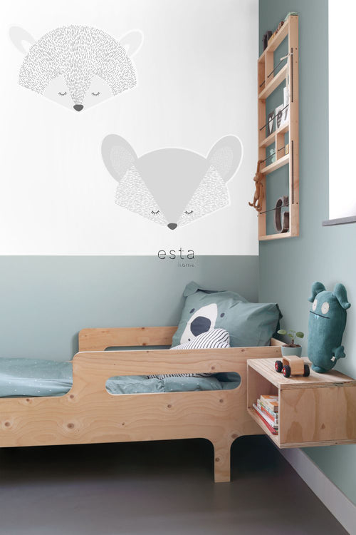 ESTAhome muursticker dierenkoppen lichtgrijs - 70 x 46.5 cm - 158969 - vtwonen shop