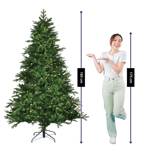 Black Box Trees Brampton Kunstkerstboom - Kerstboom met Verlichting en 260 Warmwitte LED Lampjes - Kerstversiering voor Binnen met 1992 Takken - H215