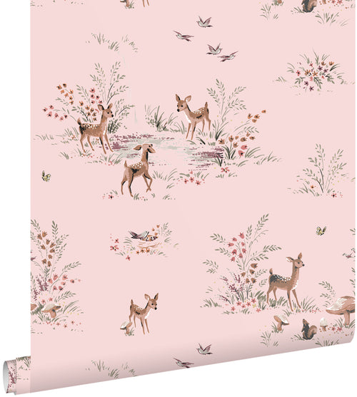 ESTAhome behang hertjes roze - 50 x 900 cm - 131429 - vtwonen shop