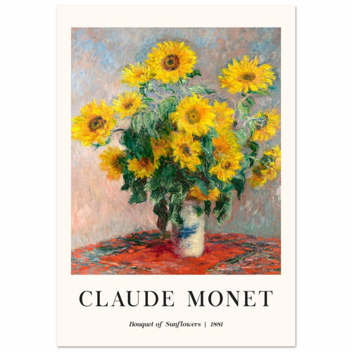 Artfulprints Poster met Lijst Claude Monet - Bouquet of sunflowers   - 50x70 cm - Geel