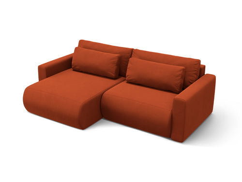 Cosmopolitan Design Omkeerbare converteerbare hoekbank met opbergdoos Belfast 3-zits, flueel kastanjebruin - 149x240x84cm