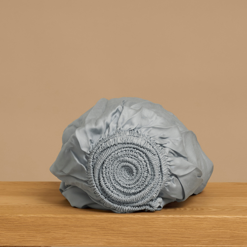 Coco & Cici - Tencel Sateen Hoeslaken 180 x 200 cm - 2 Persoons Beddengoed - Lyocell - Elastiek Rondom - Grijs Blauw - Extra Zacht