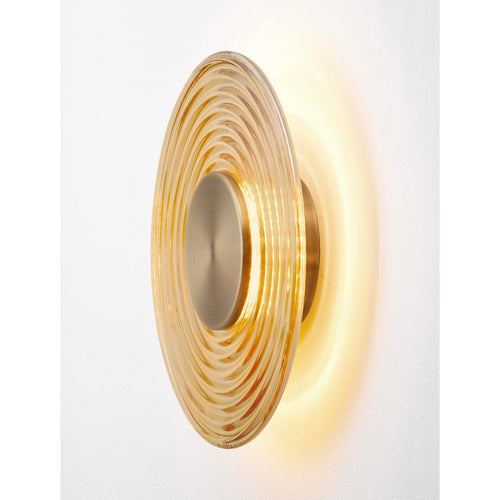 Nova Luce NOUS 30 cm geïntegreerde LED-wandlamp, messing goud, amberkleurige LED, 8W 304lm 3000K