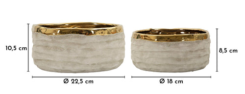 Mauro Ferretti cachepot - set van 2 - Ø 22,5x10,5 - 18x8,5 - grijs