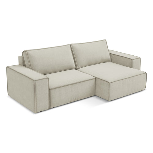 LaMiaSofa hoekbank rechts Livorno - textuurstof - lichtbeige - 257x148x82