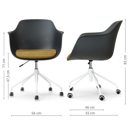 Nolon Nout-Liz eetkamerstoel zwart met mosgroen zitkussen - wit onderstel