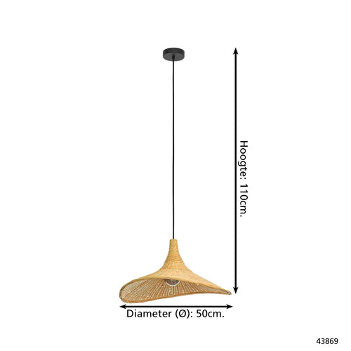 EGLO hanglamp Haxey - e27 - ø 50 cm - zwart/hout - vtwonen shop