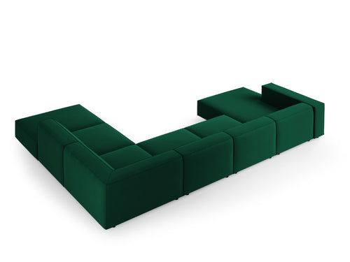 Cosmopolitan Design Panoramische hoekbank rechts Arendal 7-zits, flueel, flessengroen - 262x364x70cm
