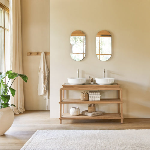 Tikamoon Wastafelmeubel van massief teak 135 cm - Naturel