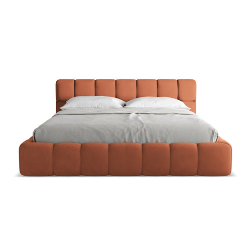 LaMiaSofa Bed met opbergruimte Roma - Chenille - Terracotta - 200x228x82