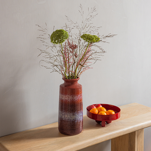 WOOOD vaas xl Ø17 cm Decennia - Keramiek - Rood/Paars - 38x17x17