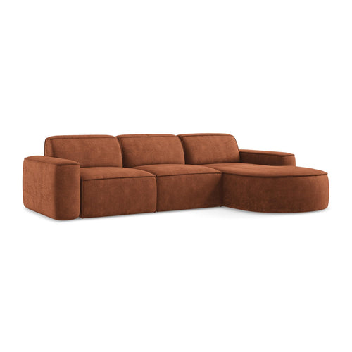 LaMiaSofa hoekbank rechts Melissa - chenille stof - terracotta - 284x166x70