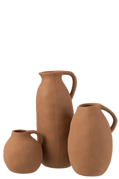 J-Line vaas Kruik - keramiek - bruin - large - 36 cm hoog