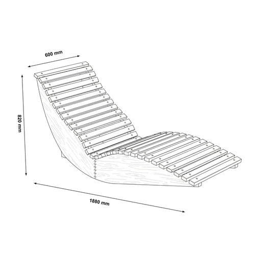 HOME DELUXE Golvend houten ligstoel WOLGA - 60 cm