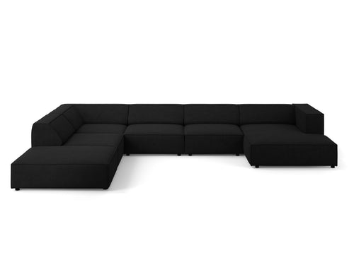 Cosmopolitan Design Panoramische hoekbank links Arendal 7-zits, chenille met ribbeleffect, zwart - 262x364x70cm